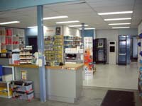 Sales counter with communication and cable accessories galore